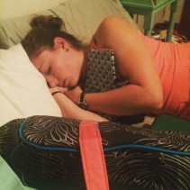 She fell asleep snuggling with the stuff I made her while I sewed in the lining of her weekender.